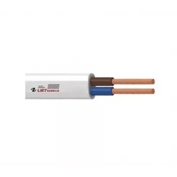 H05VVH2-F 2x1 mm² weißes flexibles PVC-Flachkabel, Zwillingskabel, 50m