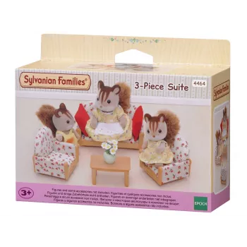 EPOCH Sylvanian Families Sitzgruppe aus drei Teilen - Wohnzimmer-Möbelset mit Sofa, Sesseln, Tisch & Kissen