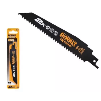 DEWALT DT2314L-QZ Extreme Bi-Metal Reciprocating Saw Blade Set, 5-teilig, 152 mm, 6-14 TPI, Universal 1/2 Zoll Schaft, für Holz mit Nägeln, Metall, Kunststoff