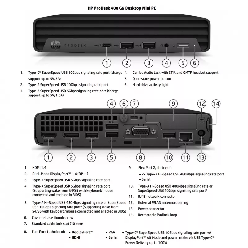 HP Renewed Grade A ProDesk 400 G6 Desktop Mini PC – Intel Core i5-10500T, 16GB RAM, 256GB SSD, Intel UHD Graphics 630, Windows 11 Pro
