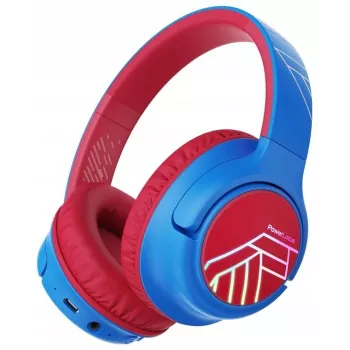 PowerLocus Bobo Kids Wireless-Kopfhörer, LED, AUX, Blau/Rot