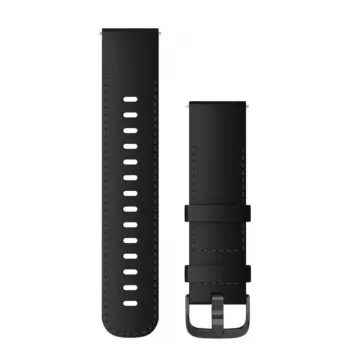 Garmin Quick Release Bands (22 mm) Schwarzes Leder mit gebürsteter Schiefer-Hardware