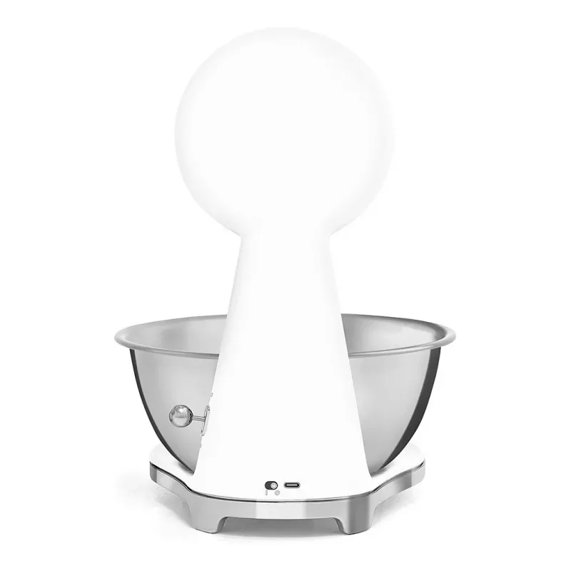 Smeg KSF01WHWW 50er-Stil mechanische Küchenwaage mit Edelstahlschüssel, 5 kg Kapazität, Weiß