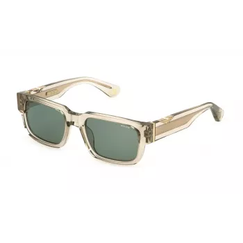 POLICE SPLP24-5406S9 Herren Polarized Rechteckige Sonnenbrille, Schwarzer Rahmen, Graue Gläser, 54/20/145 mm