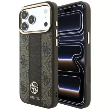 Guess 4G Stripe Round and Classic Logos MagSafe-Hülle für iPhone 18 Pro / 17 Pro - Braun