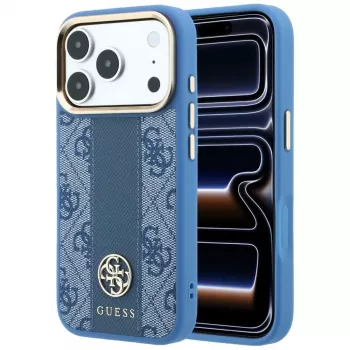 Guess 4G Stripe Round Classic Logos MagSafe-Hülle für iPhone 18 Pro Max / 17 Pro Max - Blau