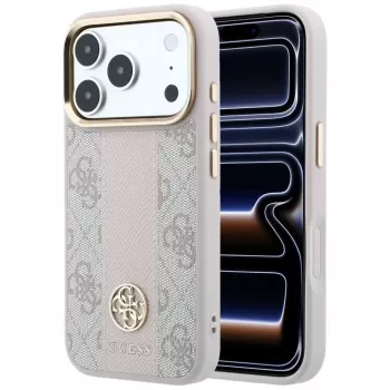 Guess 4G Stripe Round & Classic Logos MagSafe-Hülle für iPhone 18 Pro / 17 Pro - Pink
