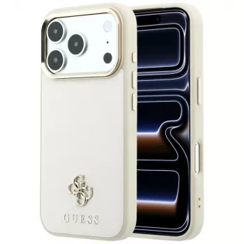 GUESS Saffiano Small 4G & Classic Logo MagSafe-Hülle für iPhone 17 Pro Max / 18 Pro Max - Beige