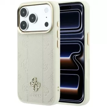 Guess Stripe Peony 4G Logo MagSafe-Hülle für iPhone 18 Pro Max / 17 Pro Max - Beige