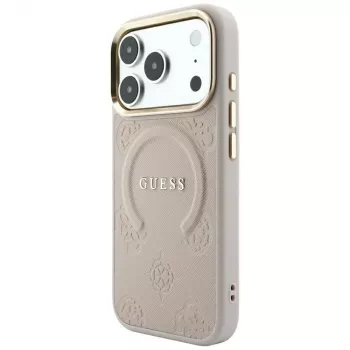 GUESS Saffiano Peony & Ring MagSafe-Hülle für iPhone 18 Pro Max / 17 Pro Max - Pink