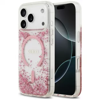 Guess Resin Bottom Glitter MagSafe Hülle für Apple iPhone 18 Pro / 17 Pro, Pink