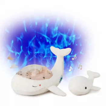 Cloud B Tranquil Whale Schlafhilfe-Set mit Projektor und Rassel - Weiß