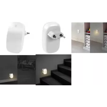 LogiLink LED-Nachtlicht-Steckdose mit Dämmerungssensor, oval, warmweiß, 230V, 16A, weiß