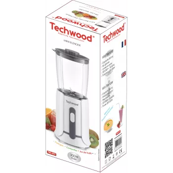 Techwood TBL-201 1,5L Tischmixer, 300W, Edelstahlklingen, Eiszerkleinerung, Weiß