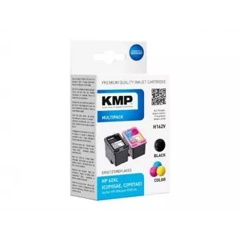KMP 1741.400500 MultiPack Schwarz & Drei-Farben-Tintenpatronen Kompatibel mit HP 62XL (C2P05AE/C2P07AE) - 2er-Pack