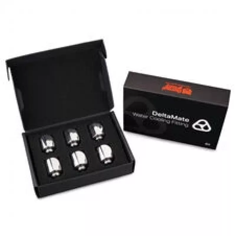 Thermal Grizzly DeltaMate Drehgelenk 90° G1/4 Zoll Glanznickel – 6er-Pack