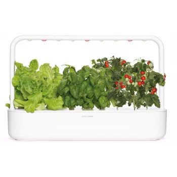 Click & Grow Smart Garden 9 Indoor Kräuter- & Gemüsegarten mit LED-Wachstumslampen, Selbstbewässerung, 9 Pflanzkapseln, Weiß
