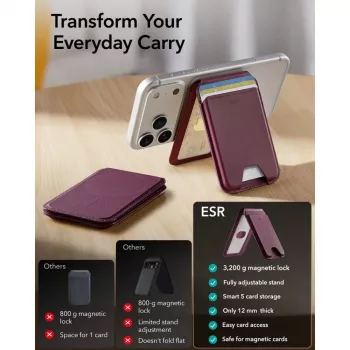 ESR Classic RFID Magnetische Geldbörse Ständer MagSafe Tief Burgunderrot