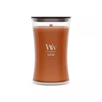 WoodWick Saffron Smoke Große Sanduhr-Glas-Kerze 609,5g