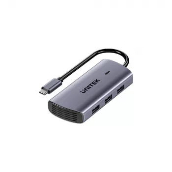 UNITEK USB-C 6-in-1 Multiport-Hub | 3x USB-A 5Gbps | PD 100W | HDMI 4K@30Hz | RJ45 Gigabit Ethernet | Space Grey