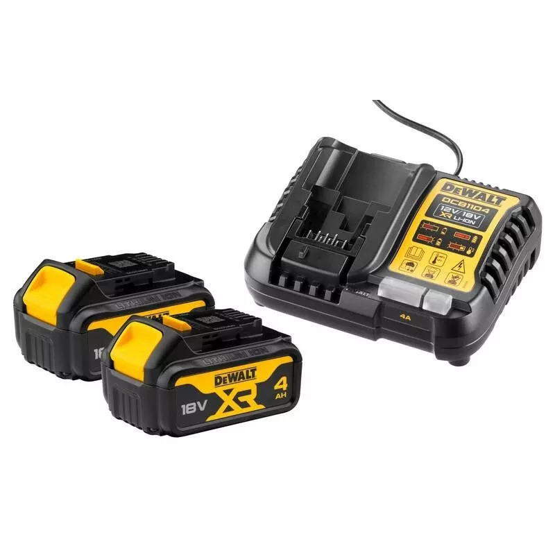 DEWALT DCB1104 18V XR 4A Ladegerät mit 2x 4.0Ah Li-Ionen-Akkus Set