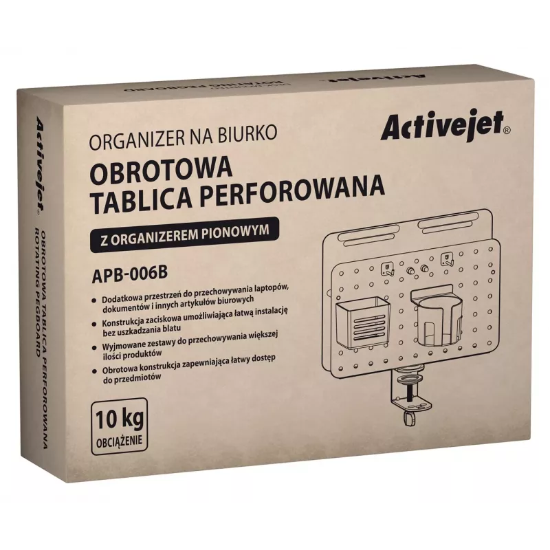 Activejet APB-006B rotierender perforierter Schreibtisch-Organizer mit vertikalem Dokumentenhalter, Schwarz