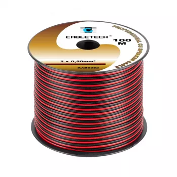 CABLETECH KAB0382 Lautsprecherkabel 2x0,5mm² OFC 20m Schwarz-Rot