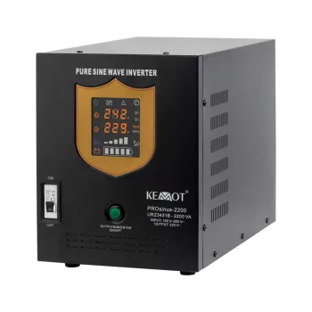 KEMOT PROsinus-2200 Reine Sinuswelle USV-Wechselrichter mit Ladegerät, 12V DC auf 230V AC, 2200VA/1600W, Tower, Schwarz
