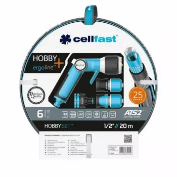 Cellfast HOBBY ATS2 Sprinkler-Set 20m 1/2 Zoll 8-Muster-Rotationsregner Schnellkupplung