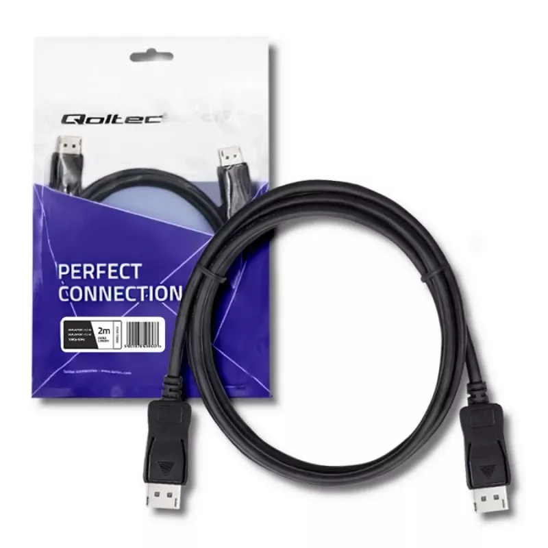 Qoltec DisplayPort 1.1 Kabel, Stecker auf Stecker, 4K, 2m, Schwarz