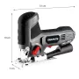 Graphite 58G078 800W Pendelhubstichsäge mit variabler Drehzahl, Laserführung und LED-Licht, 80mm Holzschnitttiefe, T-Schaft-Schnellwechsel, Gehrungsschnitt 45°, Aluminiumbasis, 3m Kabel