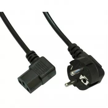 Akyga AK-PC-02A Gewinkeltes Netzkabel, CEE 7/7 auf IEC C13 90°, 1,5 m, Schwarz