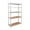 REBEL RB-1253 Metallregal 205x120x45 cm Silber, 5 Ablagen, 875 kg Gesamtlast