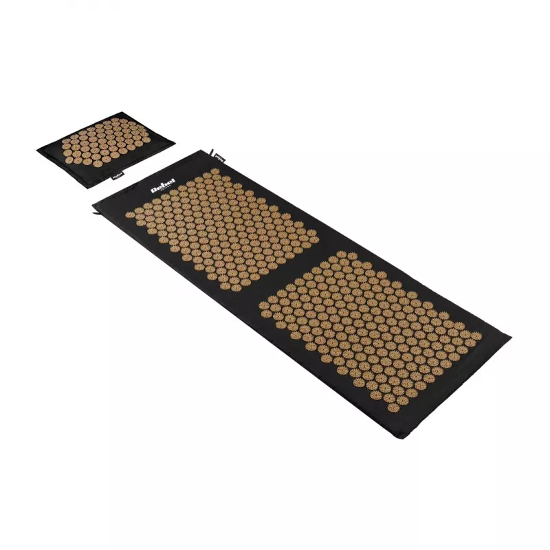 REBEL RBA-6013-GL ECO Akupressurmatte mit Kissen, 130x50 cm, XXL, goldene Spikes