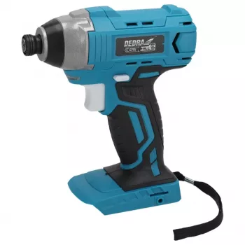 DEDRA DED7045 18V Bürstenloser Akku-Schlagschrauber mit 170 Nm max. Drehmoment, 1/4 inch Sechskantaufnahme, 3-stufiger elektronischer Steuerung, LED-Licht, Gürtelclip und Softgrip-Griff – Nur Gerät