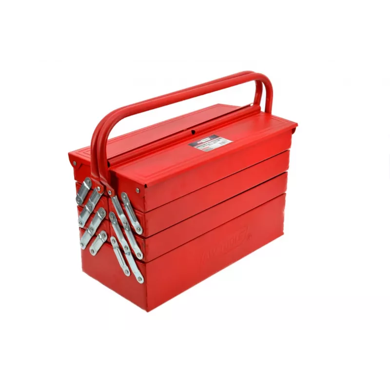 AWTOOLS AW30988 Werkzeugkoffer mit 18 Fächern, transparentem Deckel, stapelbarer Organizer für Kleinteile und Werkzeuge, Schwarz/Rot