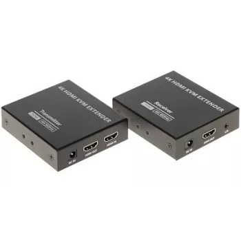 HDMI + USB KVM Extender über IP, 4K@30Hz, 120m, PoE, IR, Metall
