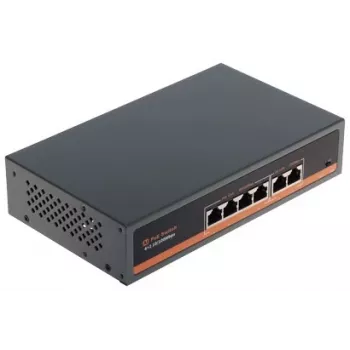 NO NAME APTI-POE0402-60W-V2 4-Port PoE Switch mit 2 Uplink-Ports, 60W Budget, IEEE 802.3af/at, Metallgehäuse