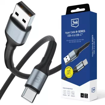 3mk Hyper Cable N-SERIES USB-A auf USB-C 1m 18W QC 3.0 Schwarz