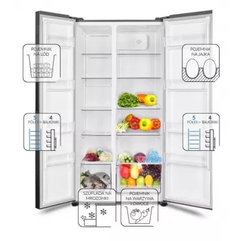 MPM Total No Frost MPM-439-SBS-15/ND Side-by-Side Kühlschrank, Edelstahl, 177 cm Höhe
