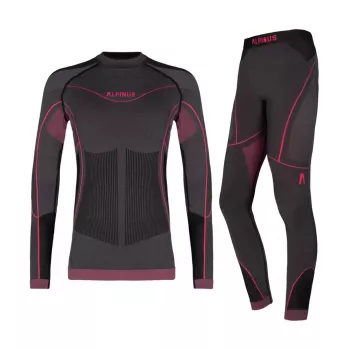 Thermoaktives Unterwäsche-Set für Mädchen Alpinus Tactical Mora Graphit-Pink 120-136