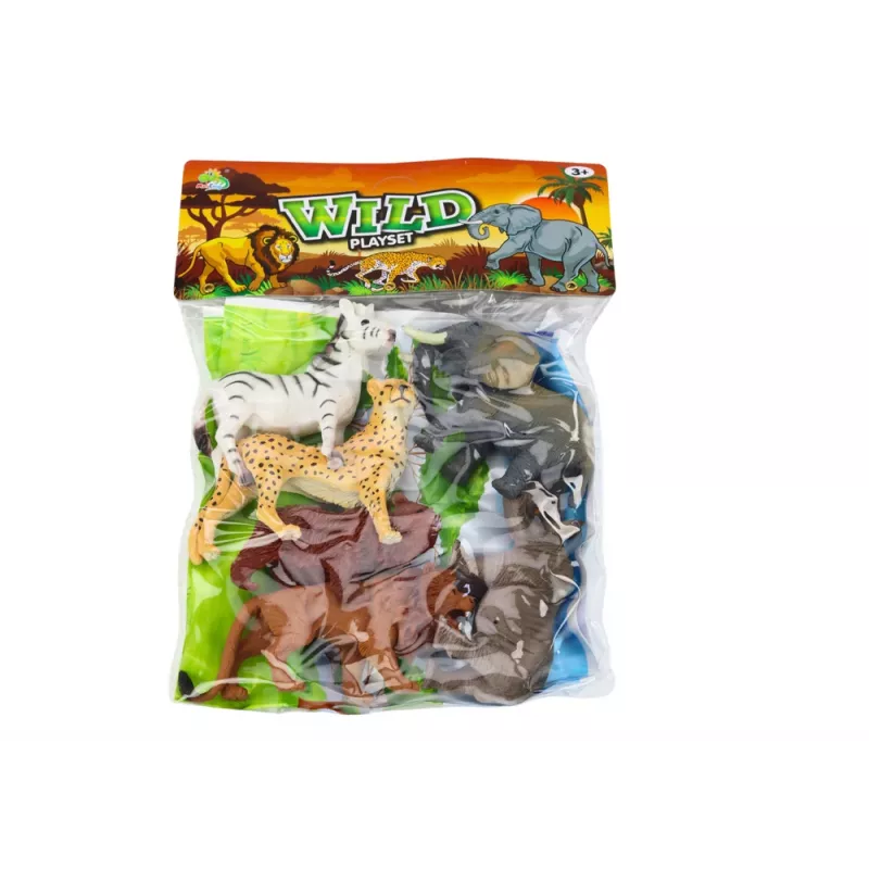 LEAN TOYS Set aus 6 Wildtierfiguren, Elefant, Löwe, Nashorn, Tiger, Zebra, Giraffe
