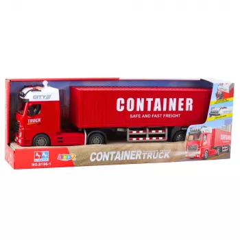 LEAN TOYS Transport-LKW mit Container Licht Sound Rot