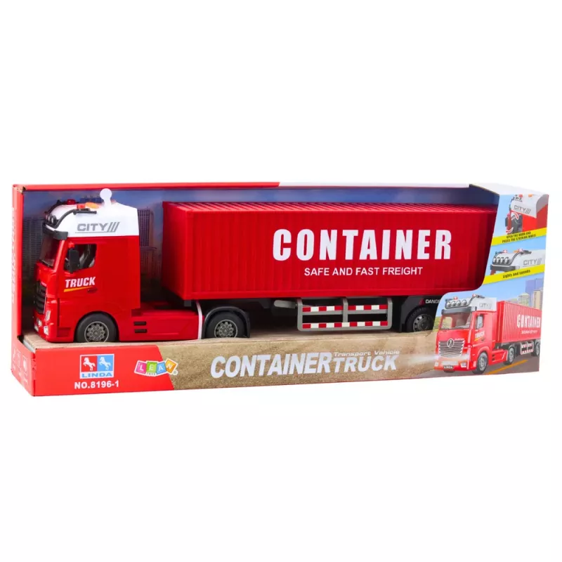 LEAN TOYS Transport-LKW mit Container Licht Sound Rot
