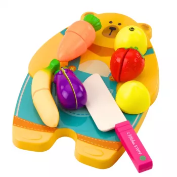 LEAN TOYS Obst- und Gemüse-Schneidebrett Messerset Lernspielzeug für Kinder