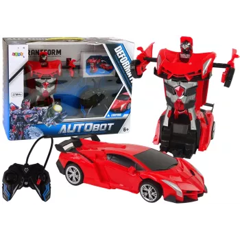 LEAN TOYS Auto-Roboter 2-in-1 ferngesteuertes RC-Fahrzeug Rot