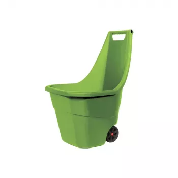 PROSPERPLAST IKRA Garten-Schubkarre Olive 55L Hand Polypropylen-Wanne Pulverbeschichteter Stahlrahmen Vollgummirad 60kg Tragfähigkeit