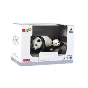 LEAN TOYS Set aus 2 Panda-Figuren mit einem jungen Panda, Serie Animals of the World