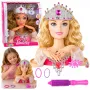 LEAN TOYS Beauty Fashion Frisierkopf-Puppe mit Zubehör, blondes Haar, 25 cm, für Kinder ab 3 Jahren