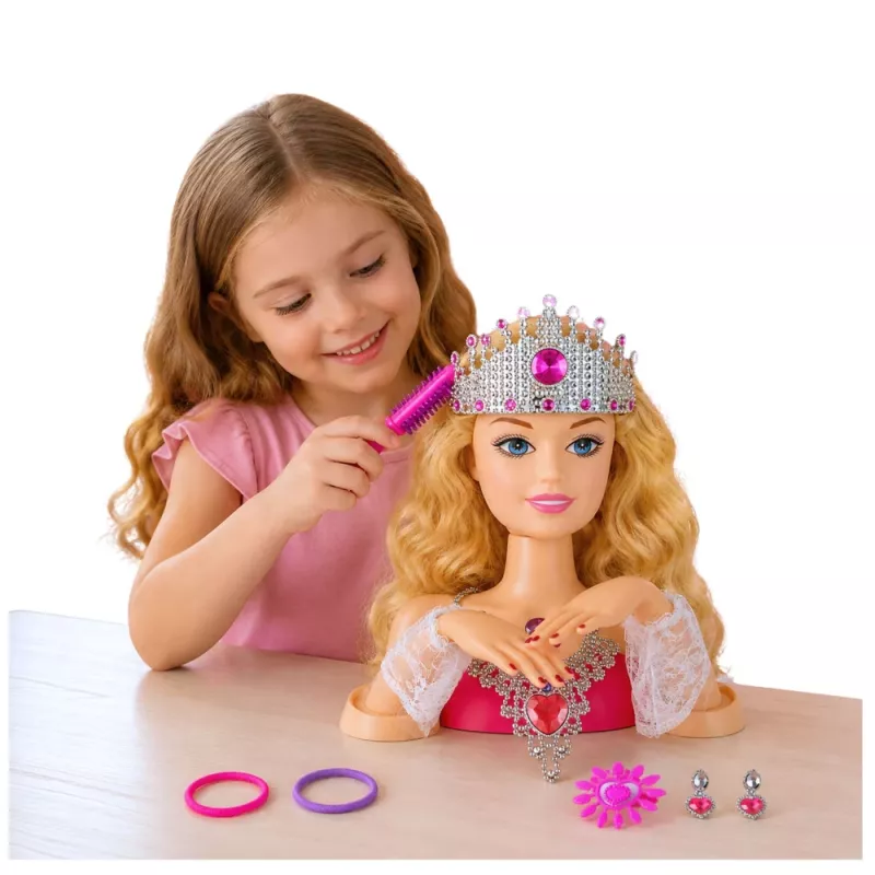 LEAN TOYS Beauty Fashion Frisierkopf-Puppe mit Zubehör, blondes Haar, 25 cm, für Kinder ab 3 Jahren